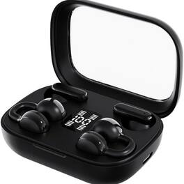 SKRAN - 2-in-1 Ear Clip and semi-in-Ear 2 Pairs of Headphones with Intelligent Digital Display,for Sports, Office, Travel - Black