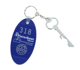 Crowded Coop - Retro Motel Key Fob - The Motorboat Motel - Blue