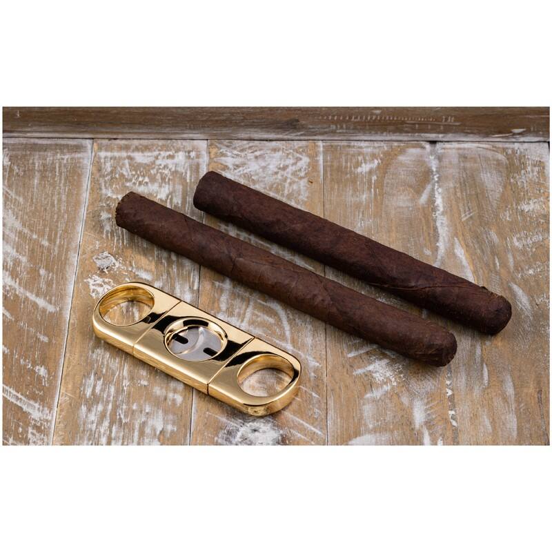 Left. Prestige - Gold Heavy Body Cigar Cutter - Gold Finish.