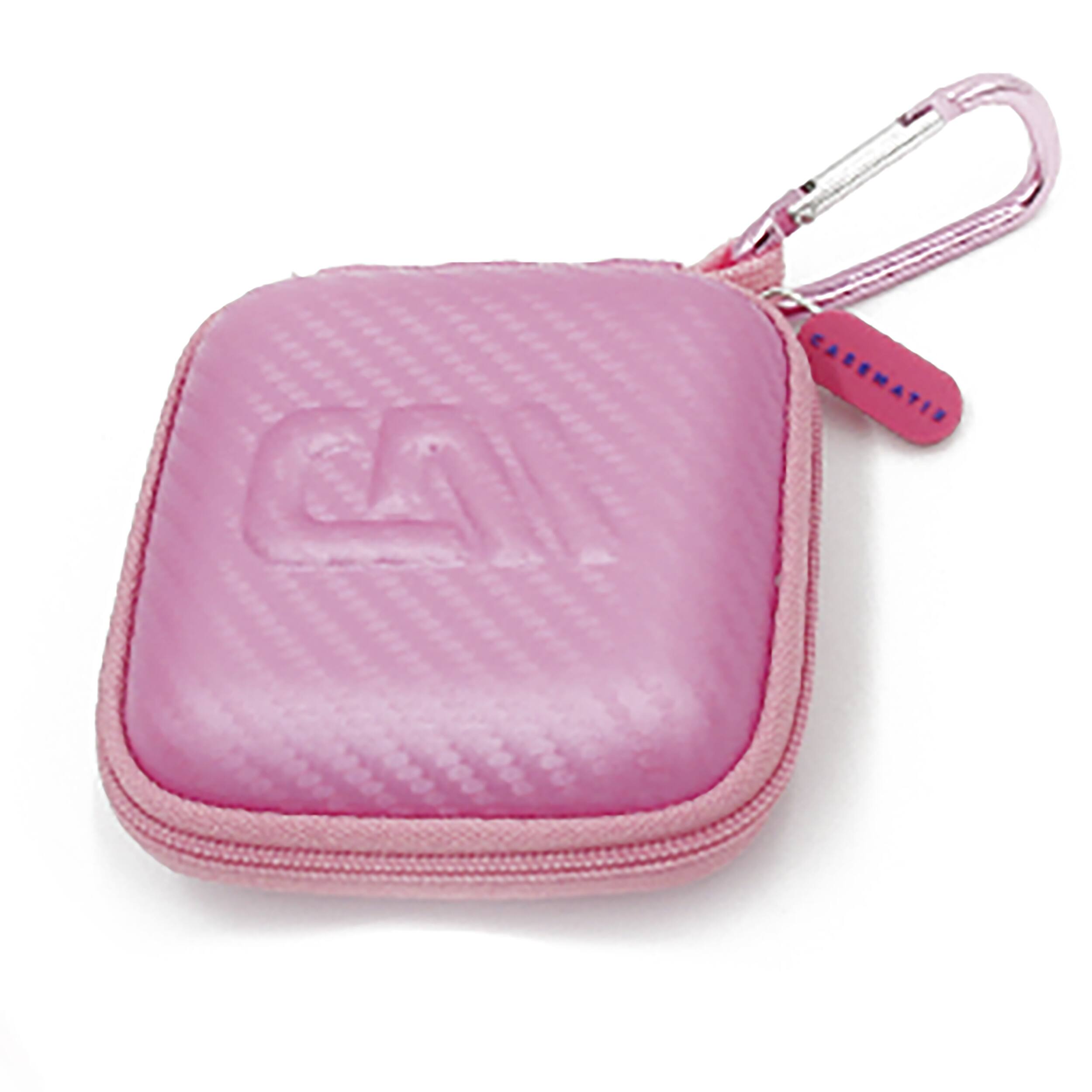 Angle. CASEMATIX - Carry Case for Beats Powerbeats Fit Wireless Earbuds Charging Case - Pink EVA Storage Case Only - Pink.