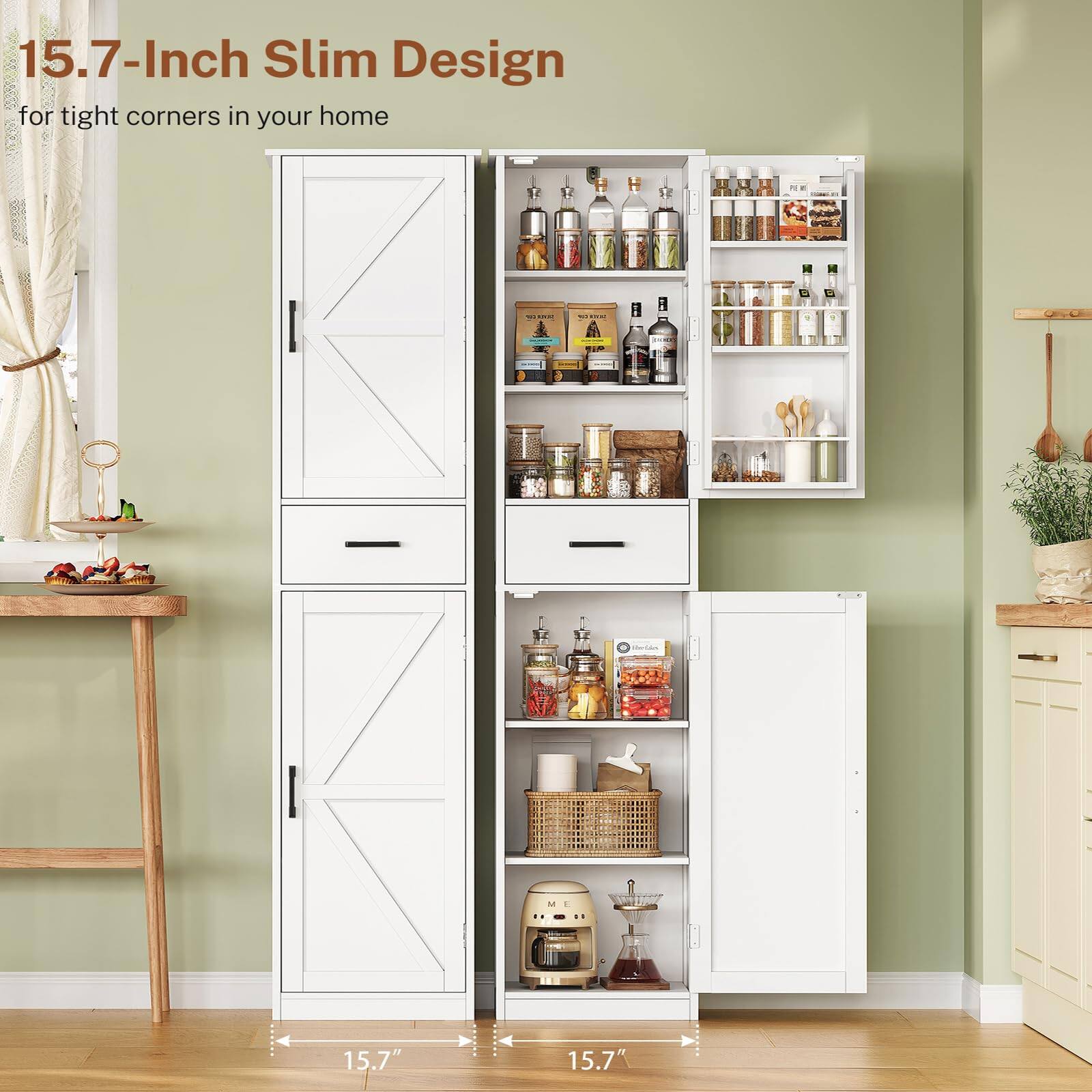 15.7-Inch Slim Design for tight corners in your home

15.7"