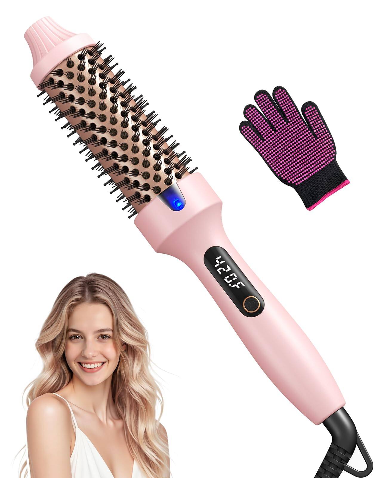 Front. VEGA AUTOMOTIVE - Thermal Brush For Blowout Heated Round With Negative Ions Dual Ptc 6 Heat Settings Salon Smooth Hair Less - Default.