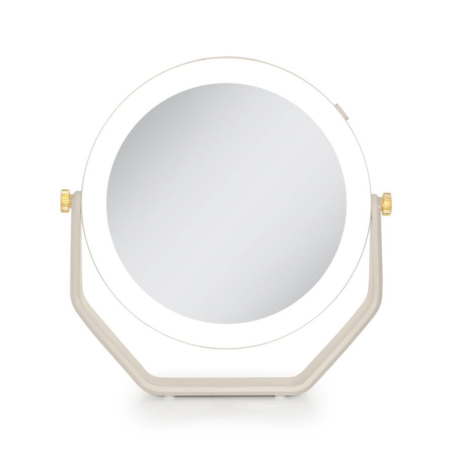 Front. Zadro - LED Lighted Makeup Mirror with 5X/1X Magnifications - Neutral.