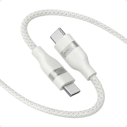 Front. Anker - Anker Nano USB C Cable Softline 240W Flexible Multi-Color Braided Cord - White.