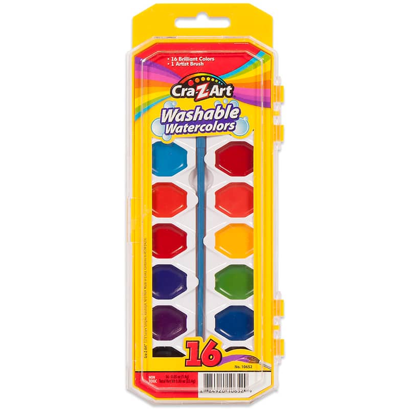 Cra-Z-Art - Washable Watercolors with Brush Peggable Tray 16 Count