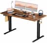 Bestier - 55in Electric Standing Desk Height Computer Home Office Desk with Hooks and Wire Holes - Brown