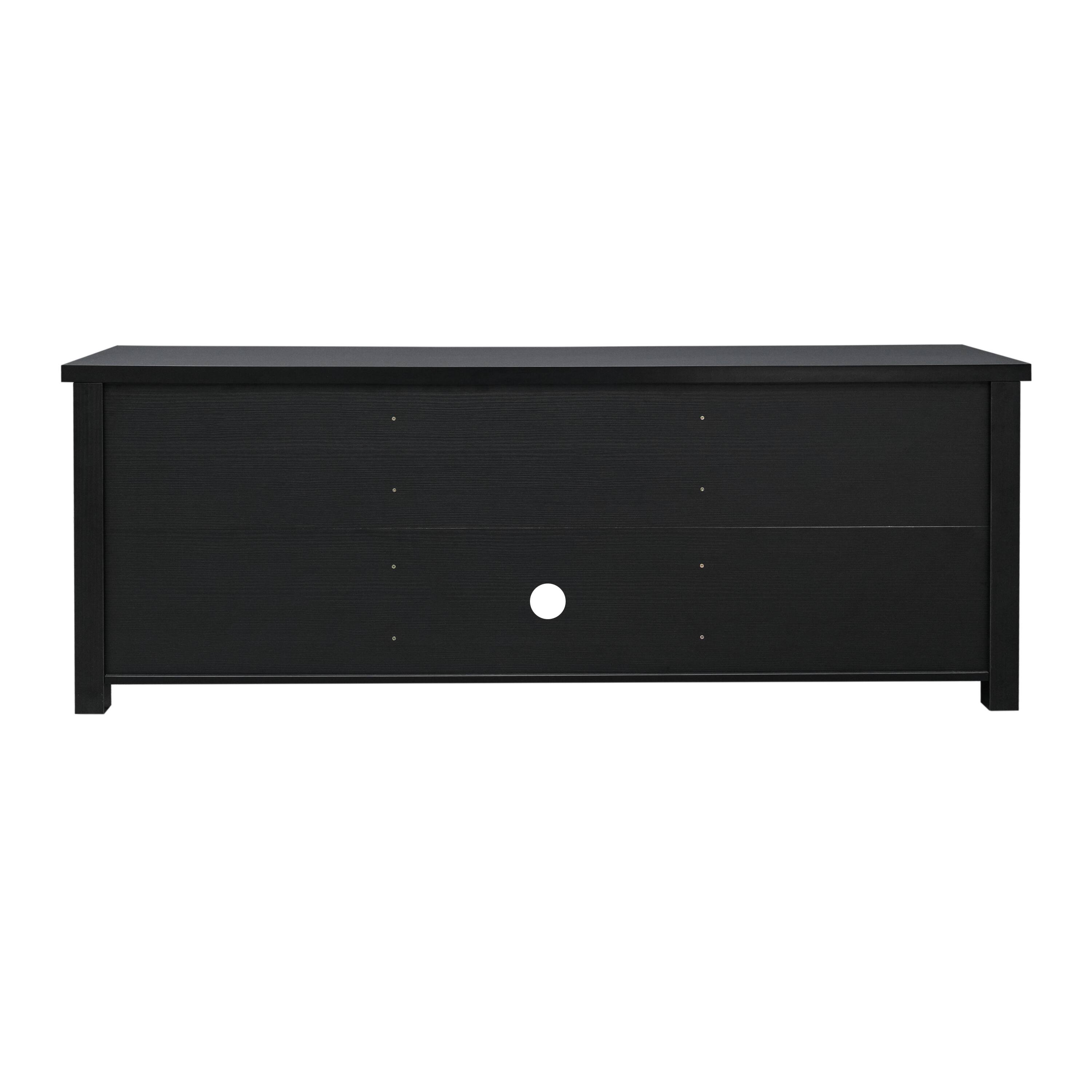 Alt View 5. Emma + Oliver - Liam TV Stand for up to 80" TV's - 65" Media Console with Classic Full Glass Doors & 3 Adjustable Shelves - Black.