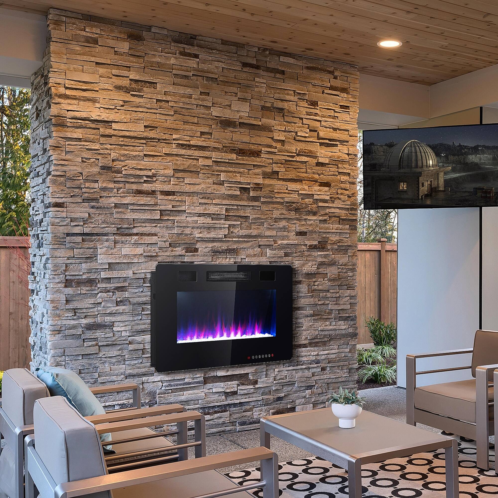 Alt View 2. Boyel Living - 36 Inch Ultra Thin Wall Mounted Electric Fireplace.