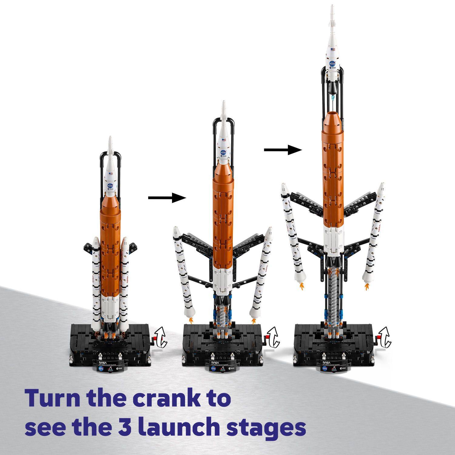 Turn the crank to see the 3 launch stages