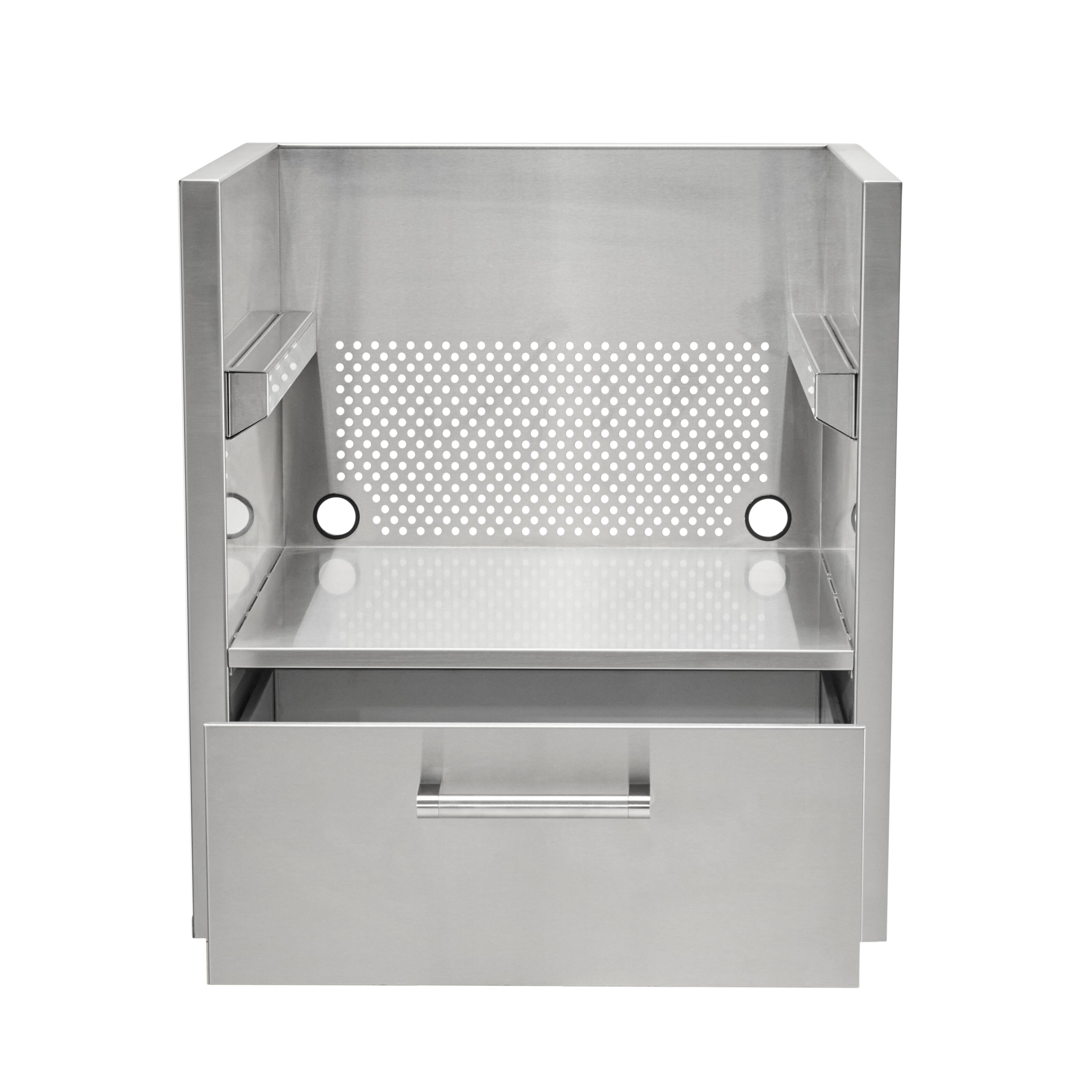Angle. Coyote Outdoor Living - Coyote Asado Kamado Grill Insert Sleeve - stainless steel.
