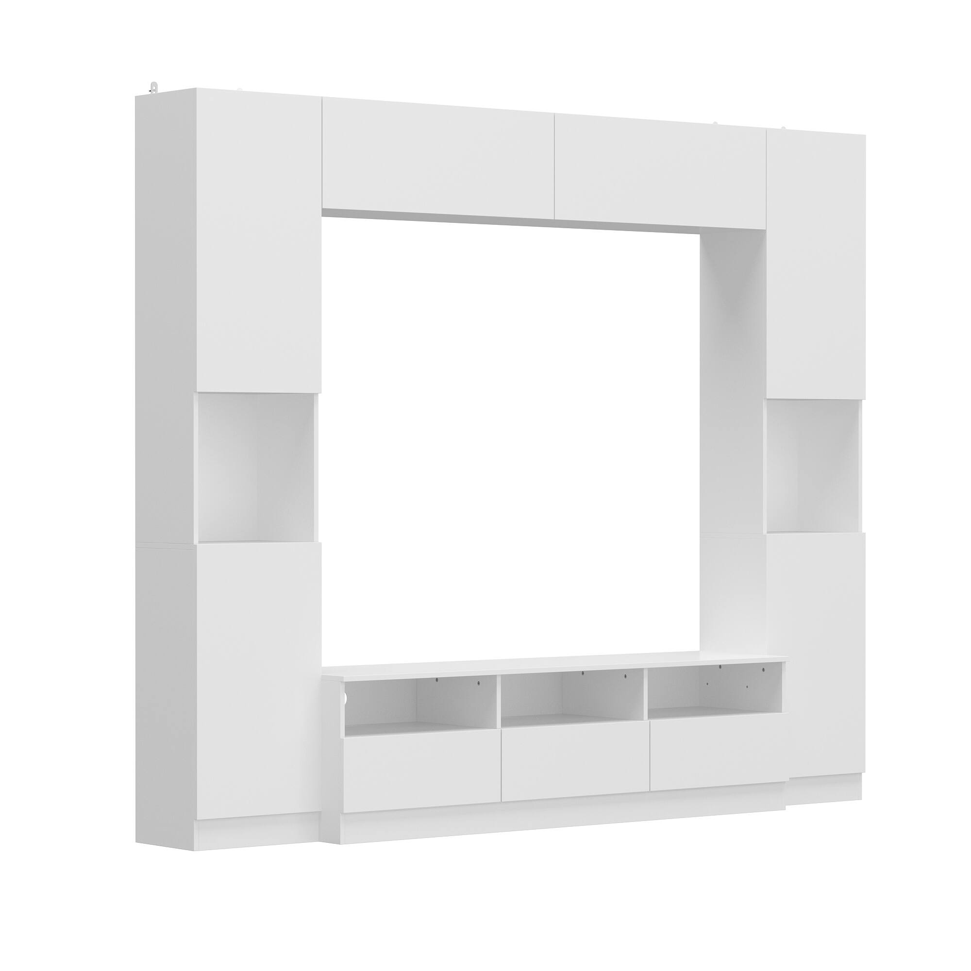 Angle. Famapy - Famapy Entertainment Center: Multi - Storage Mastery, Cable Management & Modern Living Magic - White.