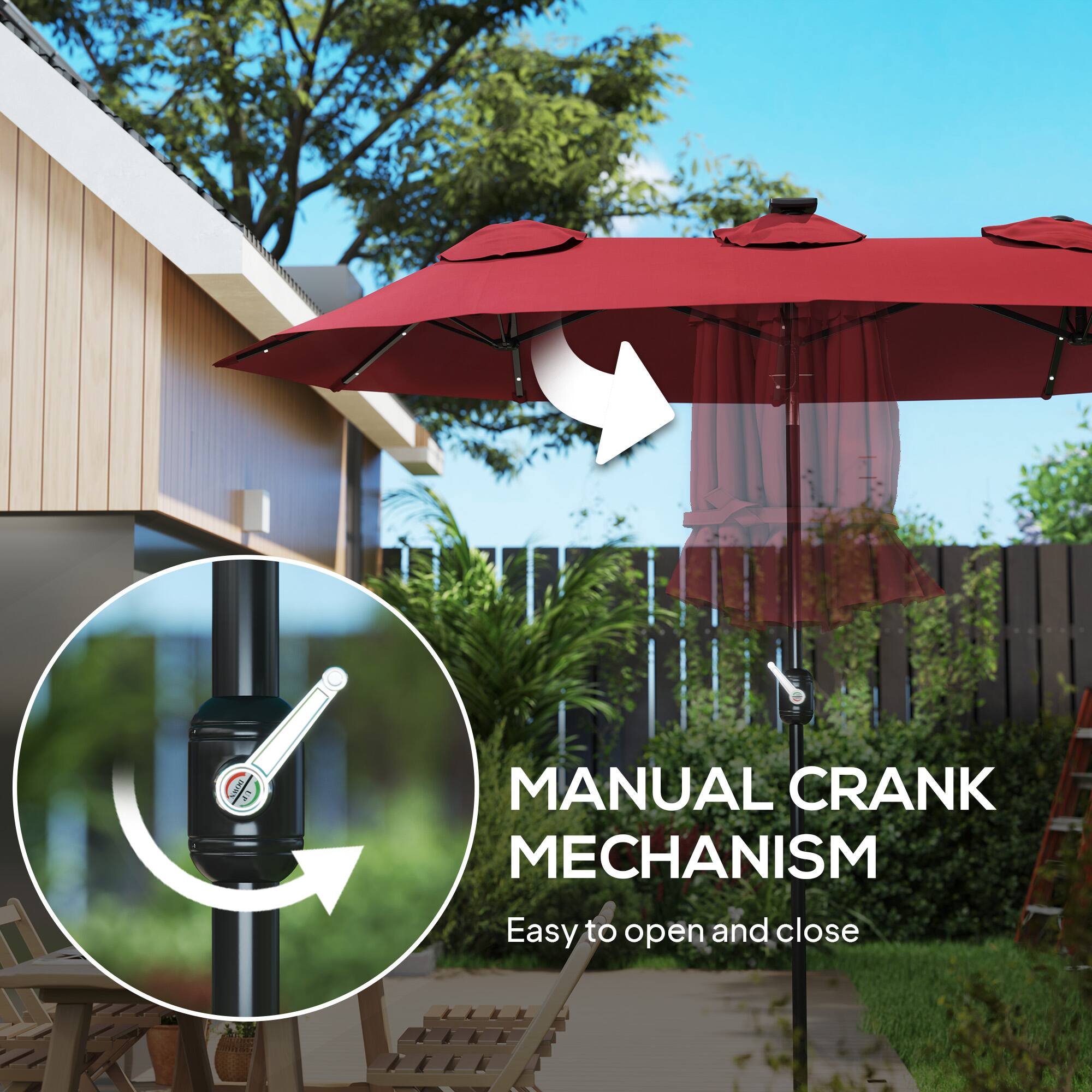 MANUAL CRANK MECHANISM
Easy to open and close