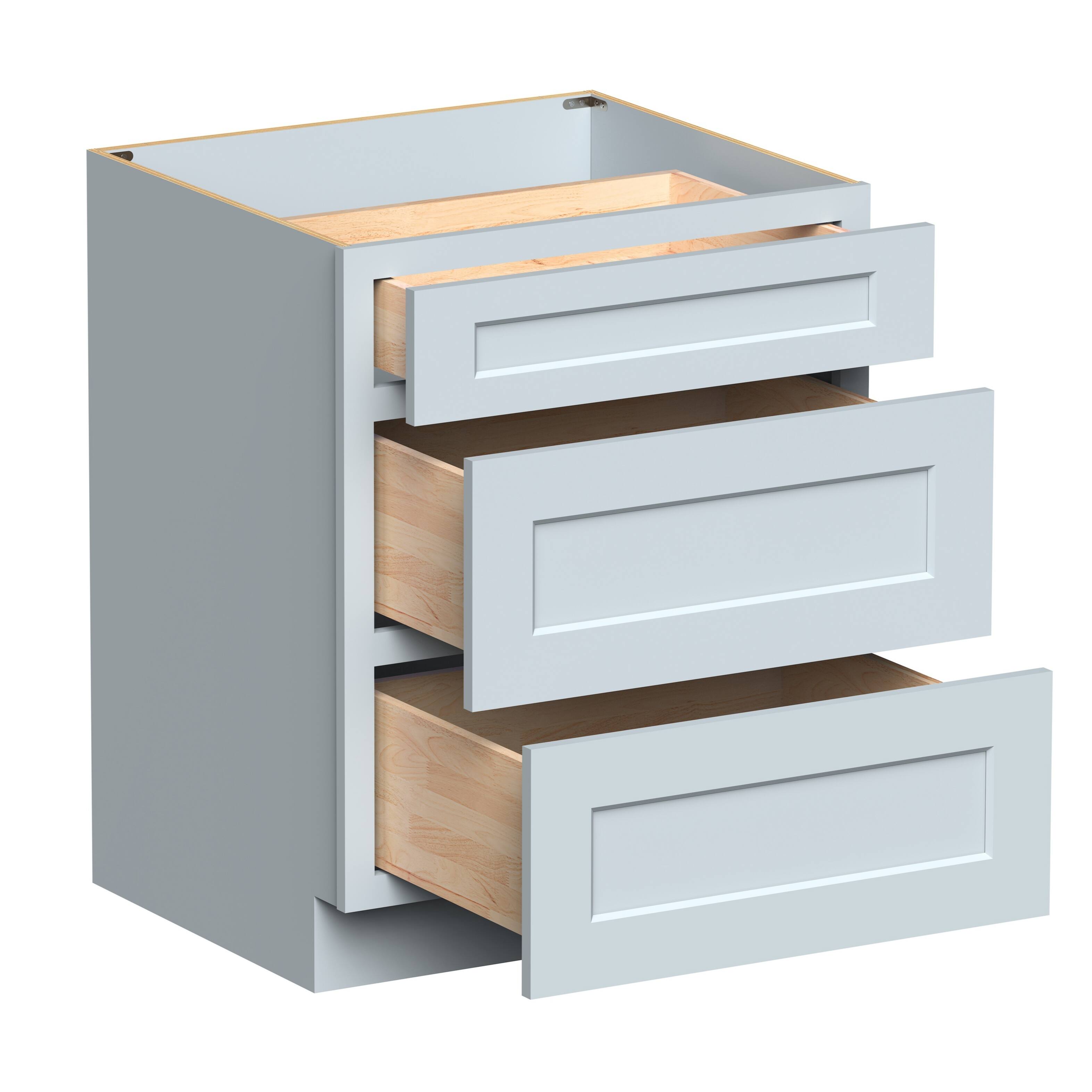 Alt View 3. Boyel Living - Dove Gray Drawer Base Cabinets 34.5.Wx24in.H Ready to Assemble Kitchen Cabinets 3Drawers - DOVE GRAY.