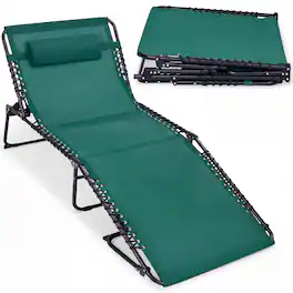 Best Choice Products - Extra Wide Patio Chaise Lounge Chair, Portable Folding Recliner w/ 8 Positions - Forest Green