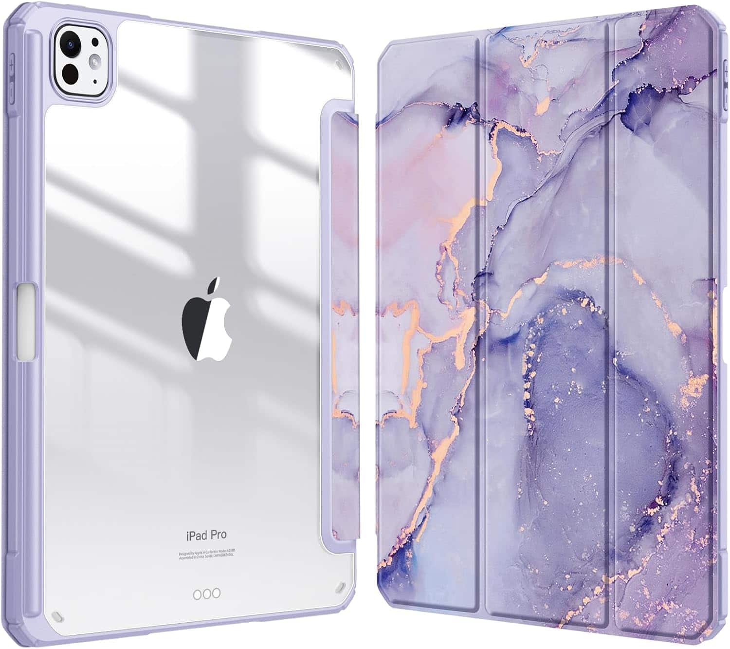 Fintie - Shockproof Case for iPad Pro 11-inch (M5) 2025 / (M4) 2024 Hybrid Slim Clear Back Shell Cover with Pencil Holder - Lilac Marble price history on PriceWatchPro