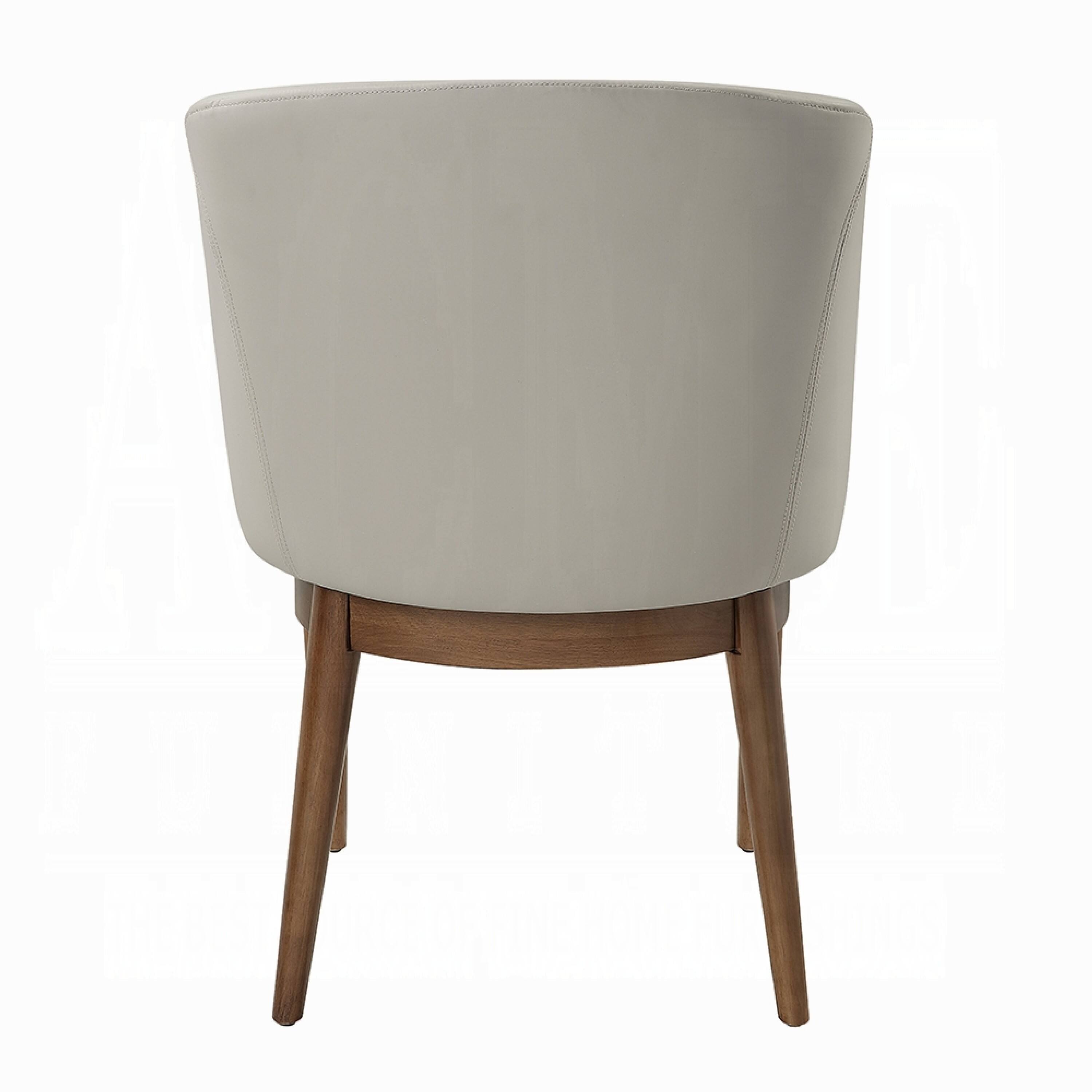 Alt View 3. Manhattan Lane - Hima Dining Side Chair Set of 2, Gray Faux Leather, Walnut Brown Wood - Gray, Brown.