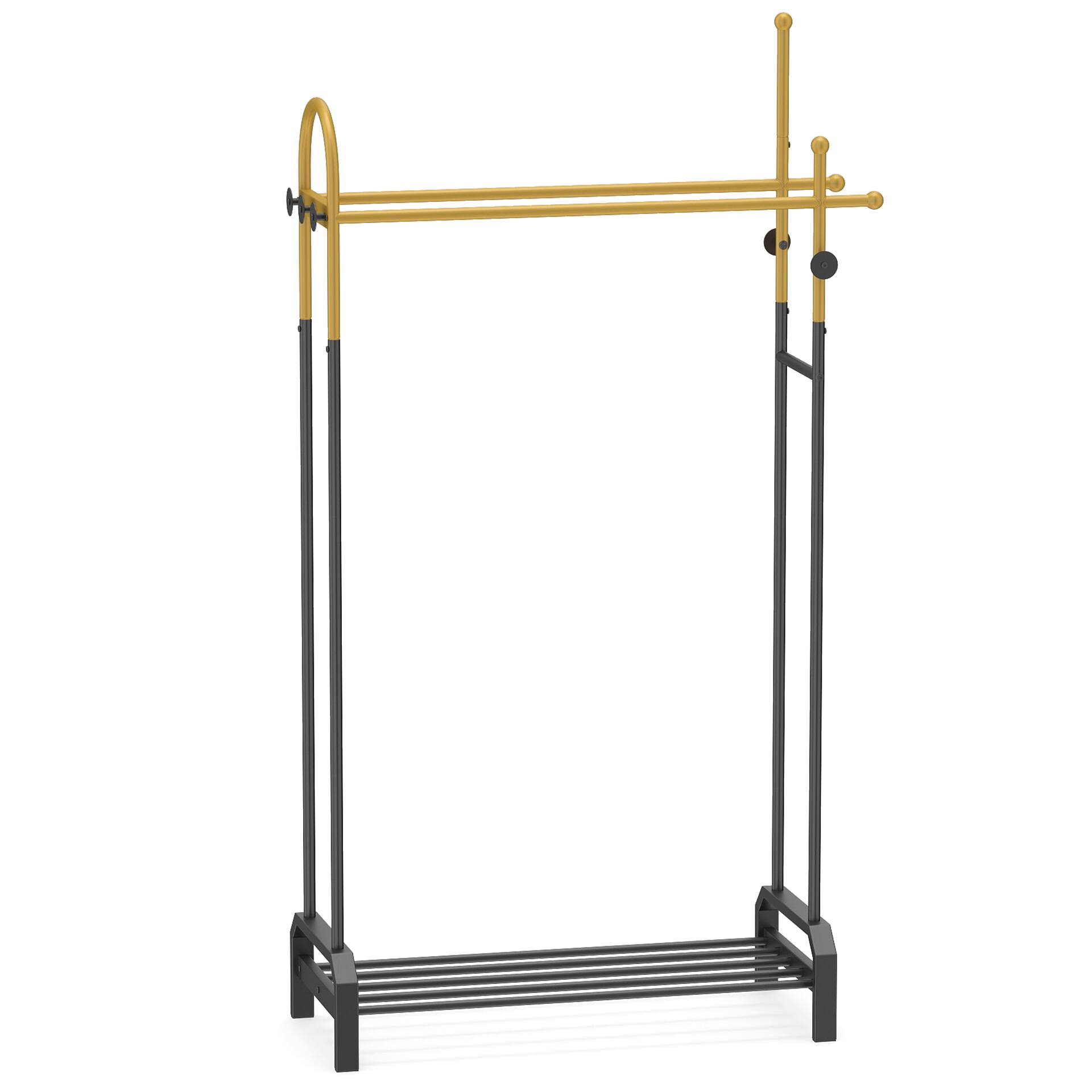 Alt View 9. Gymax - Gymax Double Rods Garment Rack for Hanging Clothes Freestanding Clothing Rack - Gold.