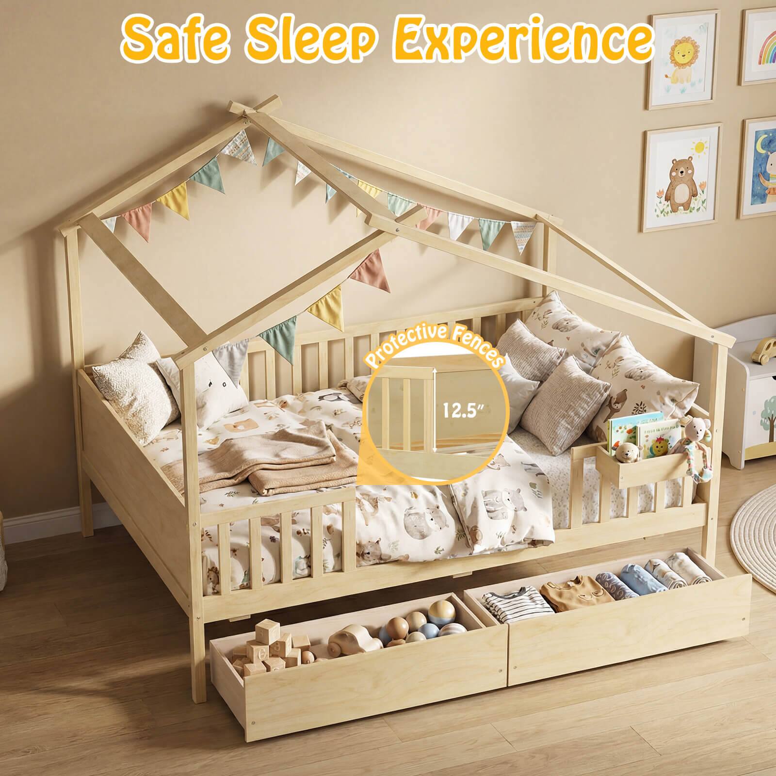 Safe Sleep Experience  
Protective Fences 12.5"