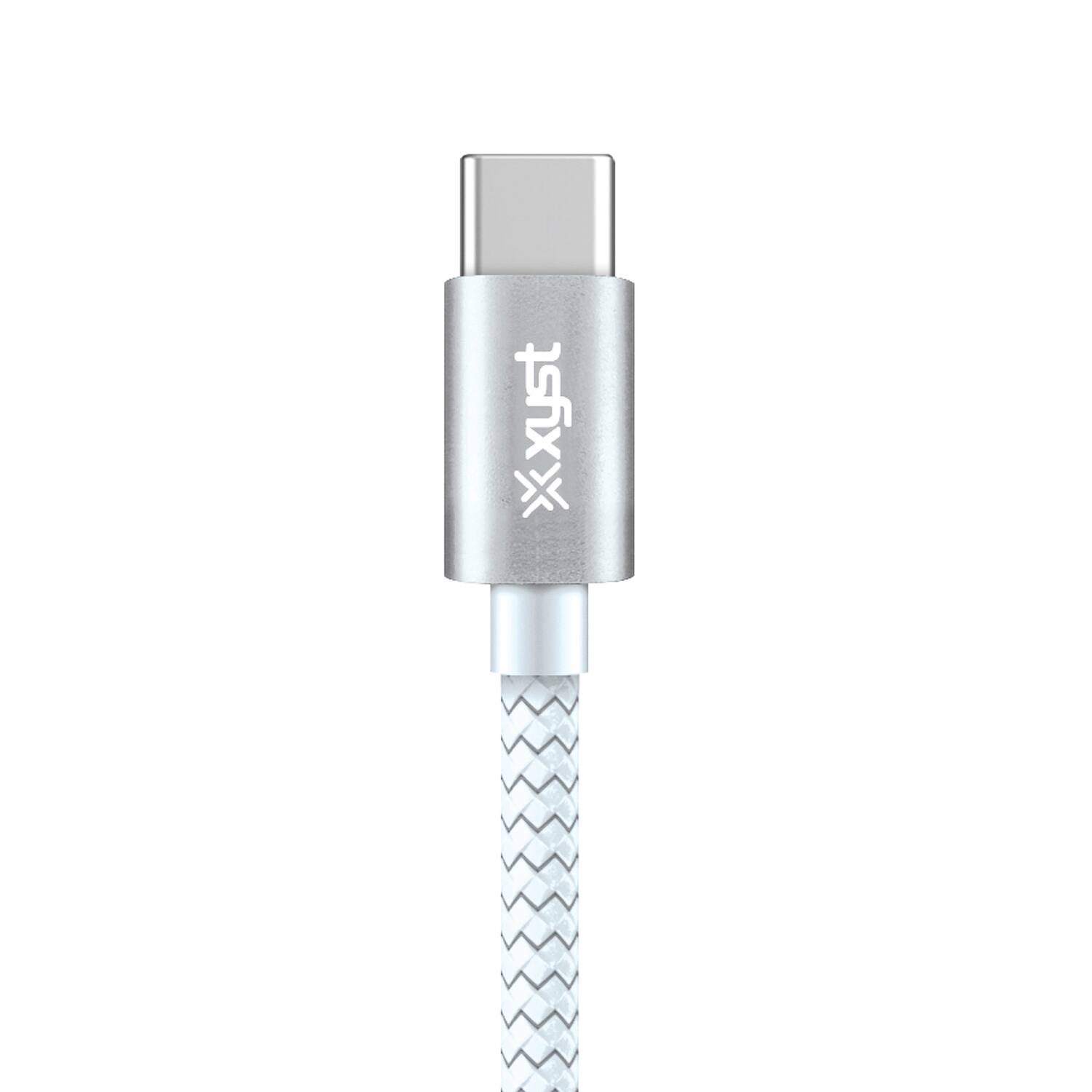 Left. Xyst - Braided USB-C to USB-C Charge and Sync Cable 10Ft - White.