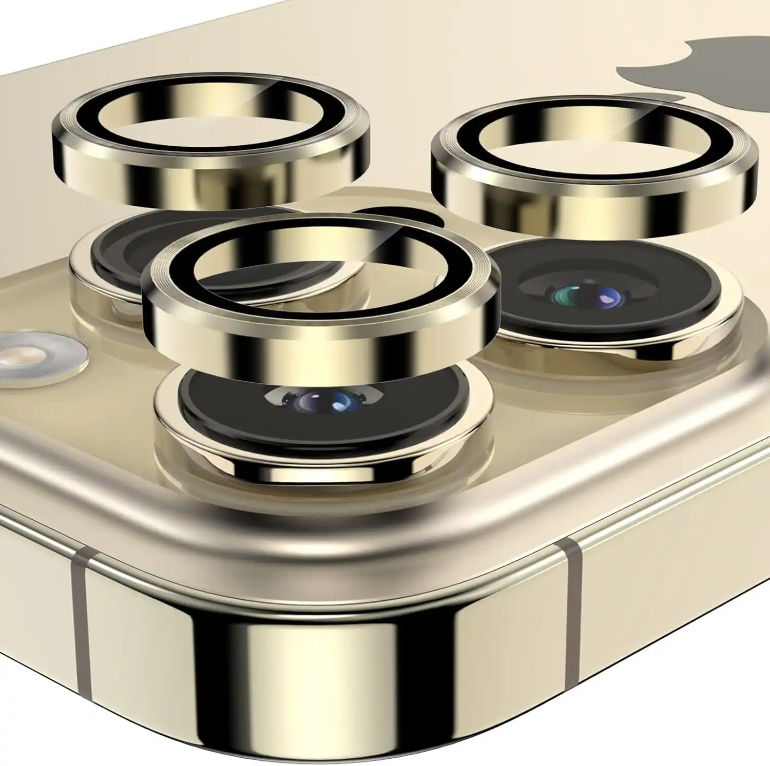 Entronix - Luxury Metal Camera Lens Protector for iPhone 14 Pro and iPhone 14 Pro Max - Gold