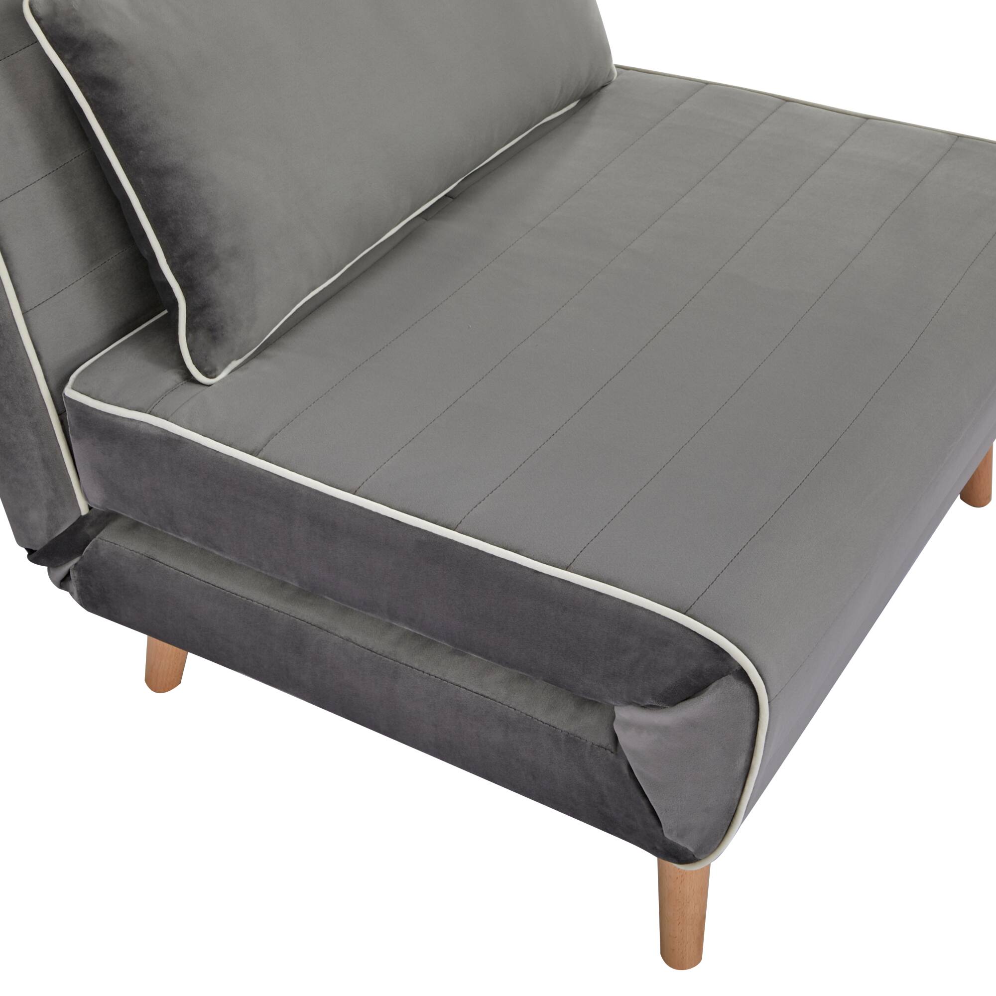 Alt View 1. GOODSILO - Modern Velvet Foldable Sleeper Chair with Adjustable Backrest - Converts to Bed in Seconds - Grey.