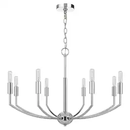 Manhattan Lane - Kera 8 Light Candelabra Chandelier, 30 Inch Wide Arm Modern Metal - Chrome