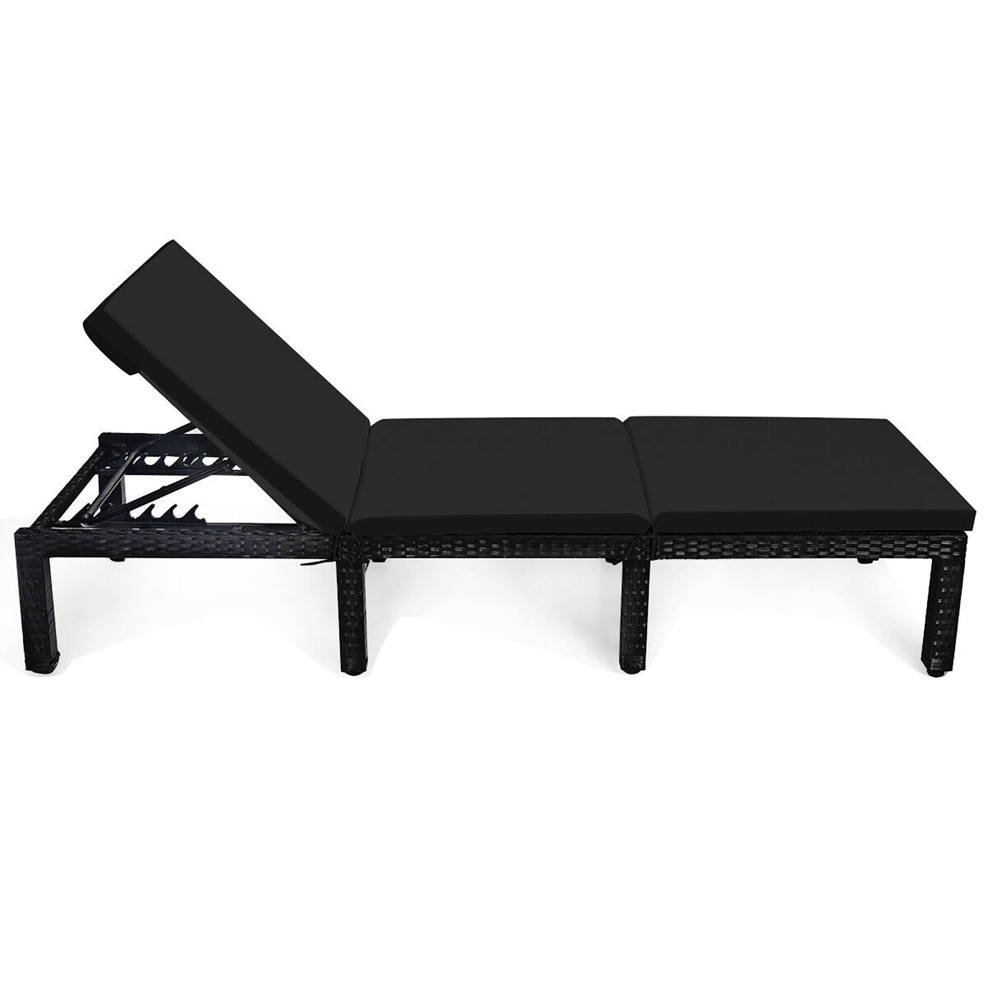 Alt View 5. Gymax - Gymax Adjustable Rattan Patio Chaise Lounge Chair Couch w/ Black & Turquoise Cushion - Black/Turquoise.