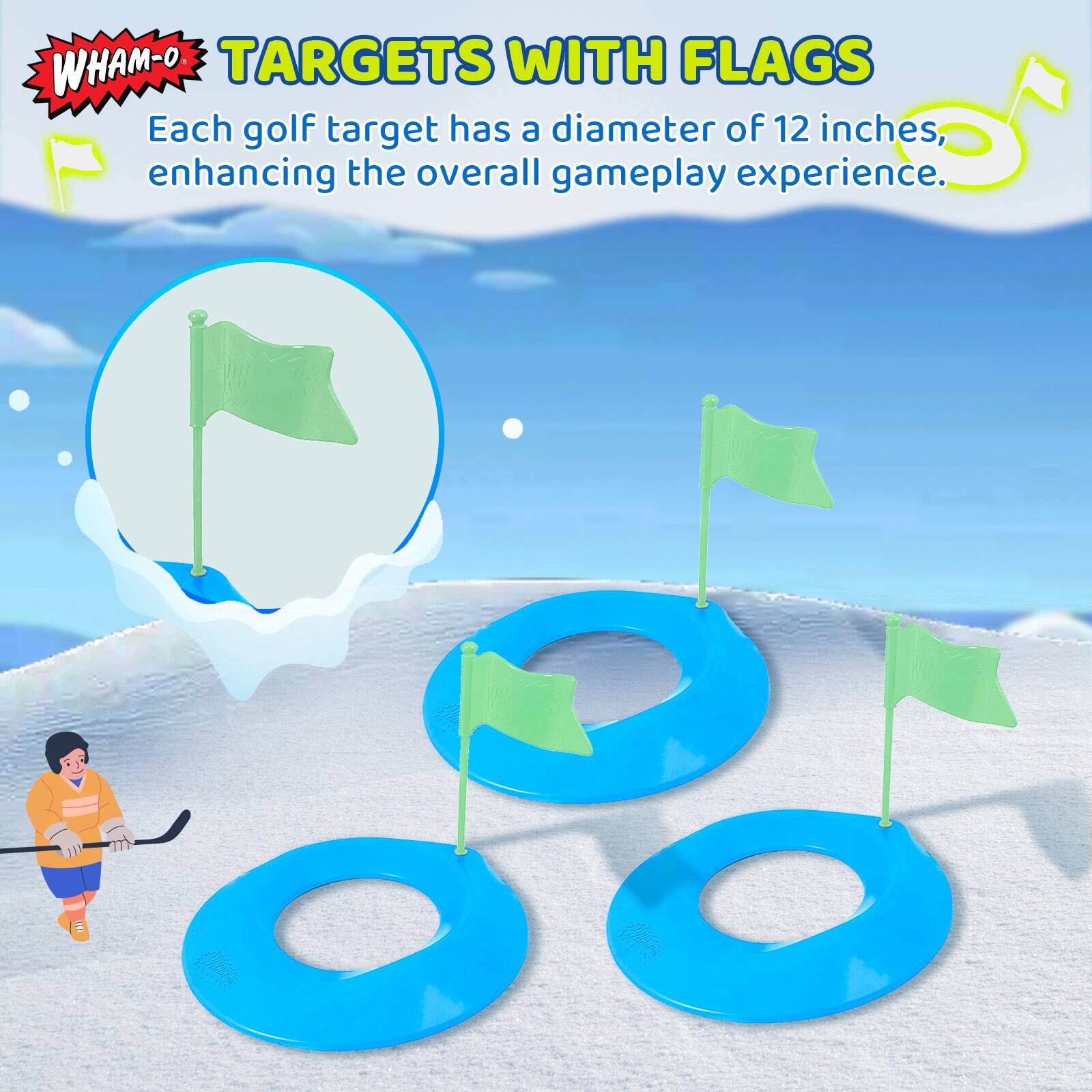 WHAM-O TARGETS WITH FLAGS

Each golf target has a diameter of 12 inches, enhancing the overall gameplay experience.