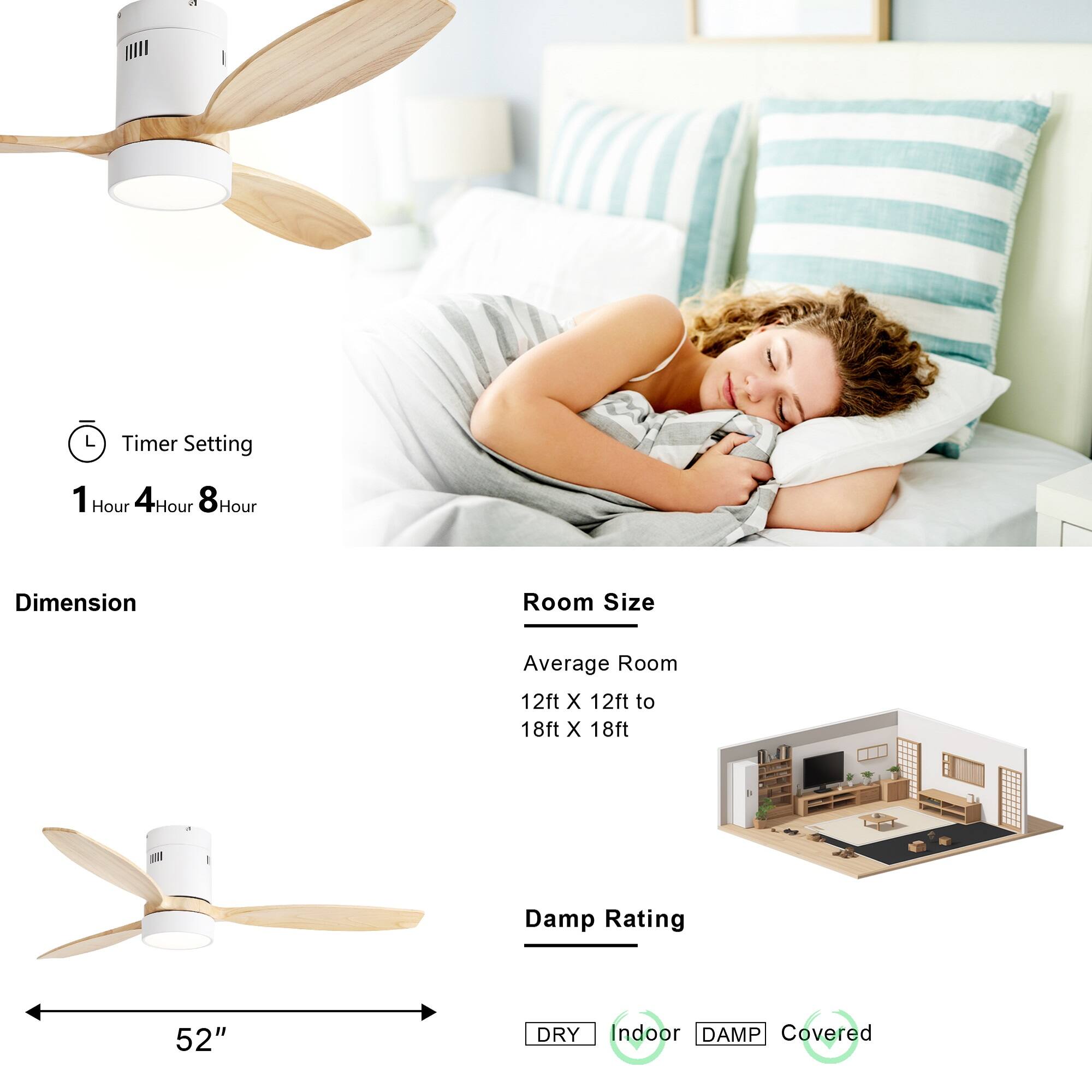 - Timer Setting: 1 Hour, 4 Hour, 8 Hour
- Dimension: 52"
- Room Size: Average Room 12ft X 12ft to 18ft X 18ft
- Damp Rating: DRY, Indoor, DAMP, Covered