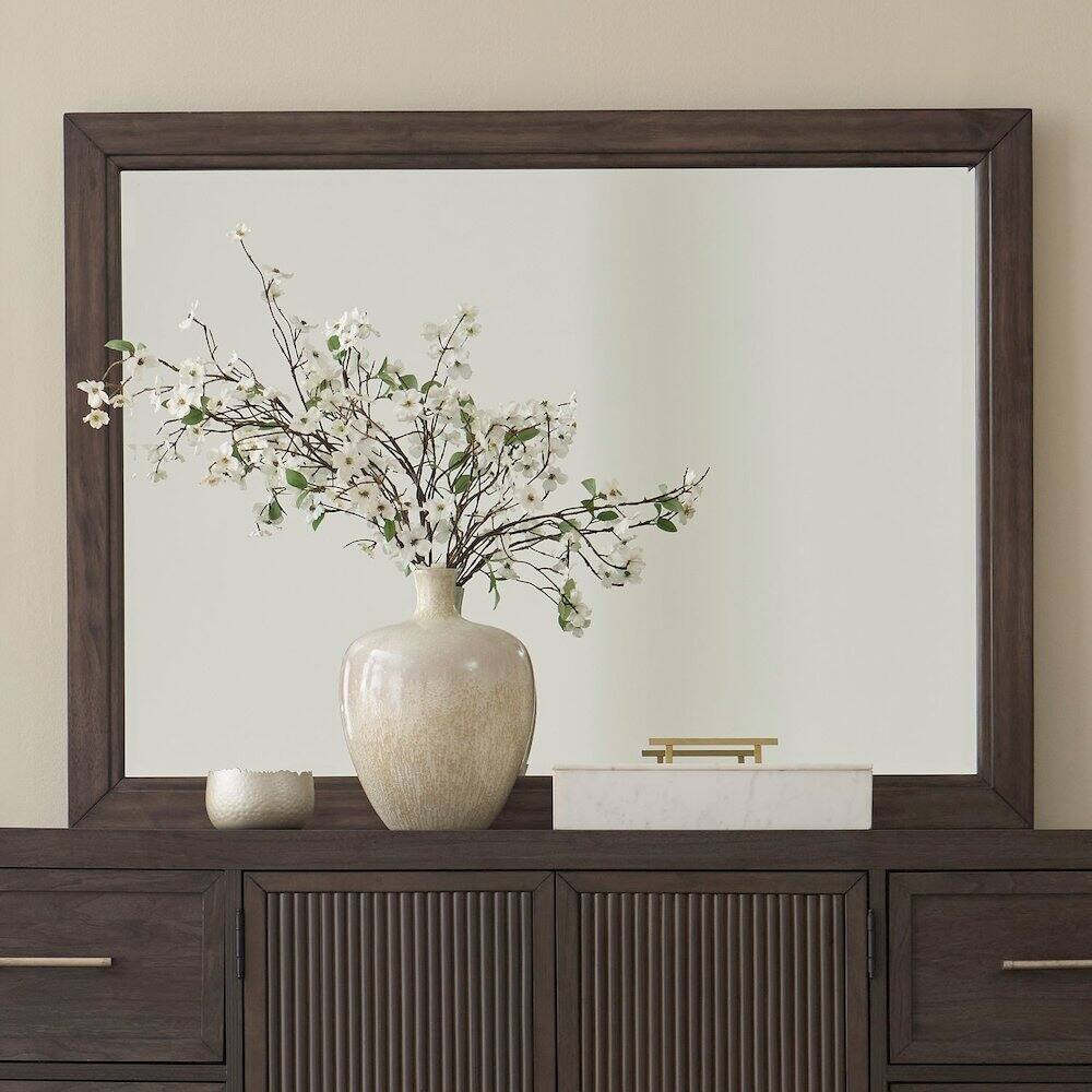 Alt View 1. Liberty Furniture Industries - Modern Edge Landscape Mirror for Bedroom Dresser Mount - Caffe - Caffe Brown.