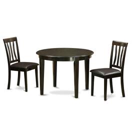 East West Furniture - 3 PC Kitchen Table set-Small round Table and 2 Kitchen Chairs - Cappuccino