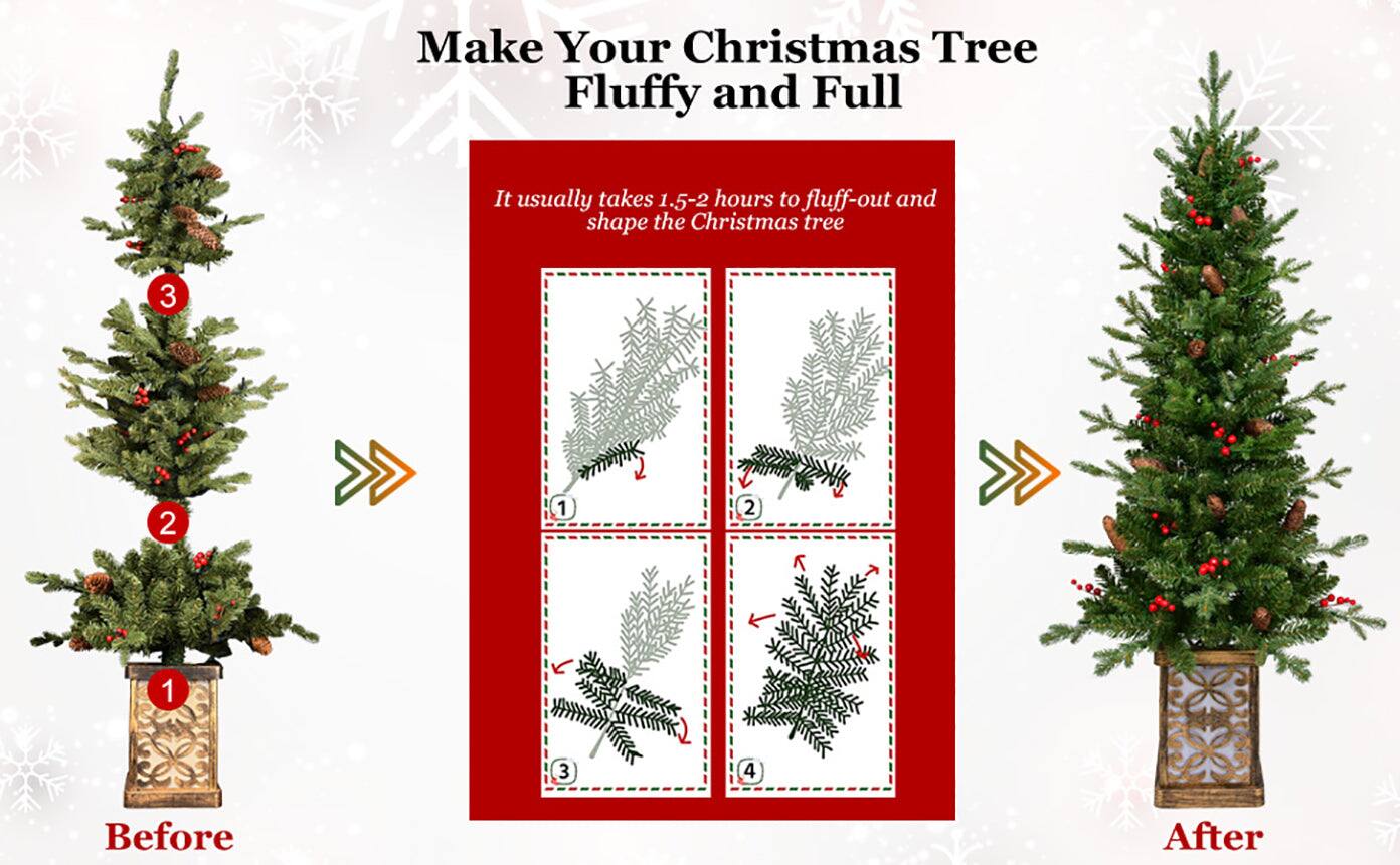 Make Your Christmas Tree Fluffy and Full

It usually takes 1.5-2 hours to fluff-out and shape the Christmas tree

Before

After