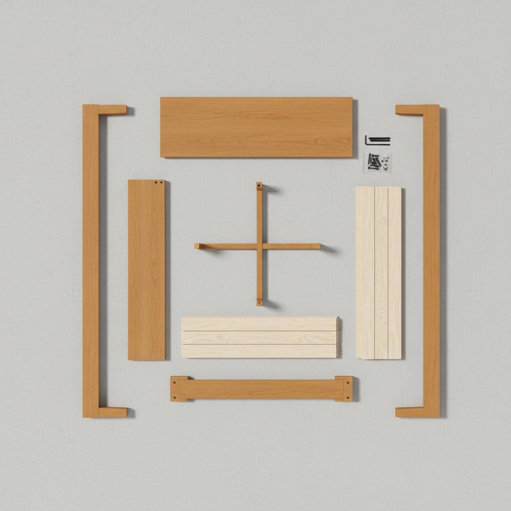 Alt View 1. AOITUN - Full Size Solid Wood Platform Bed Frame with Headboard, Minimalist Design, Noise-Free Slats, No Box Spring - wood.