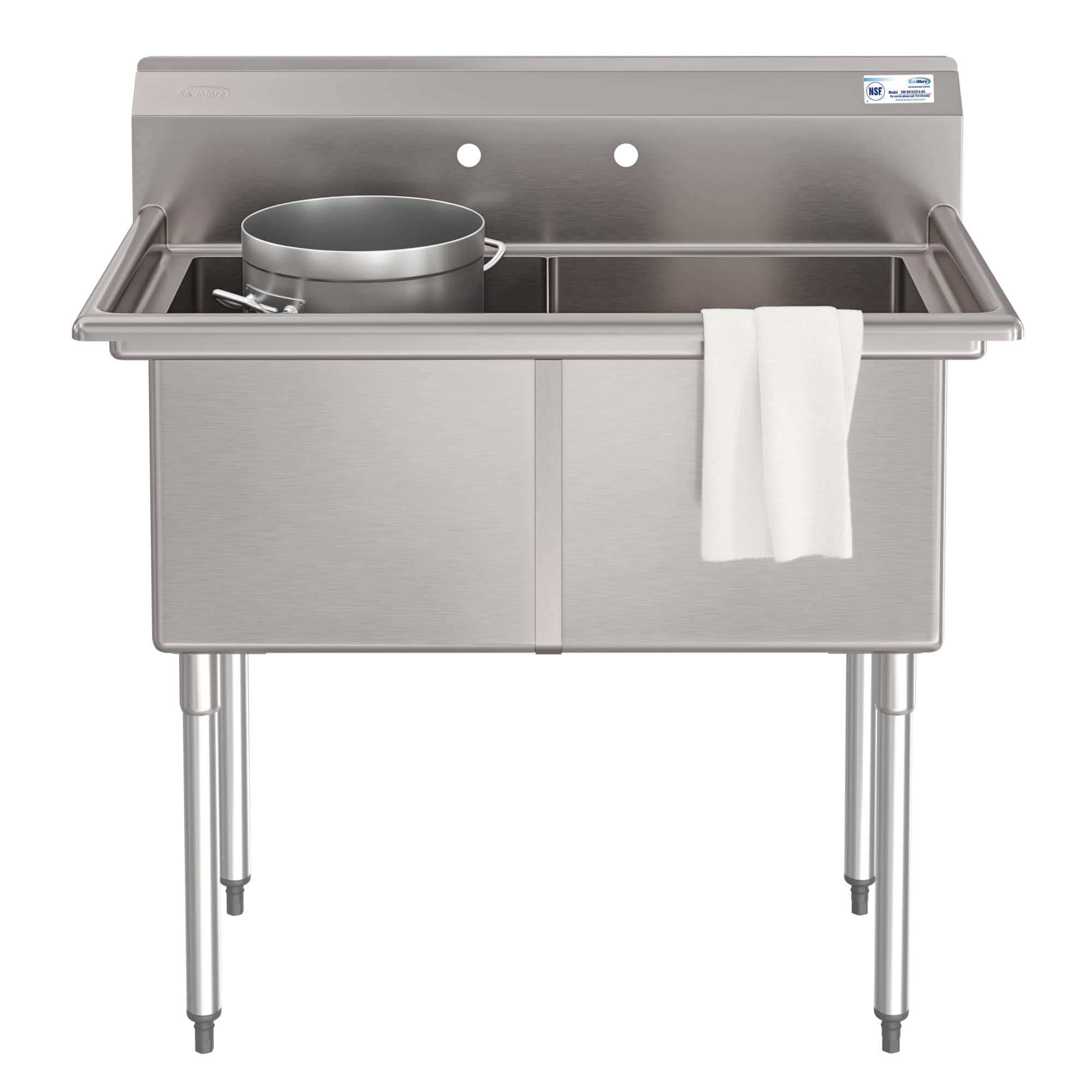"Koolmore - 42 in. 16-Gauge 2-Compartment Sink with Backsplash, Bowl Dimensions 18""x18""x14"" in Stainless-Steel - Stainless Steel" price history on PriceWatchPro