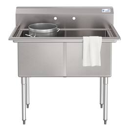 Koolmore - 42 in. 18-Gauge 2-Compartment Sink with Backsplash, Bowl Dimensions 18"x18"x14" in Stainless-Steel - Stainless Steel