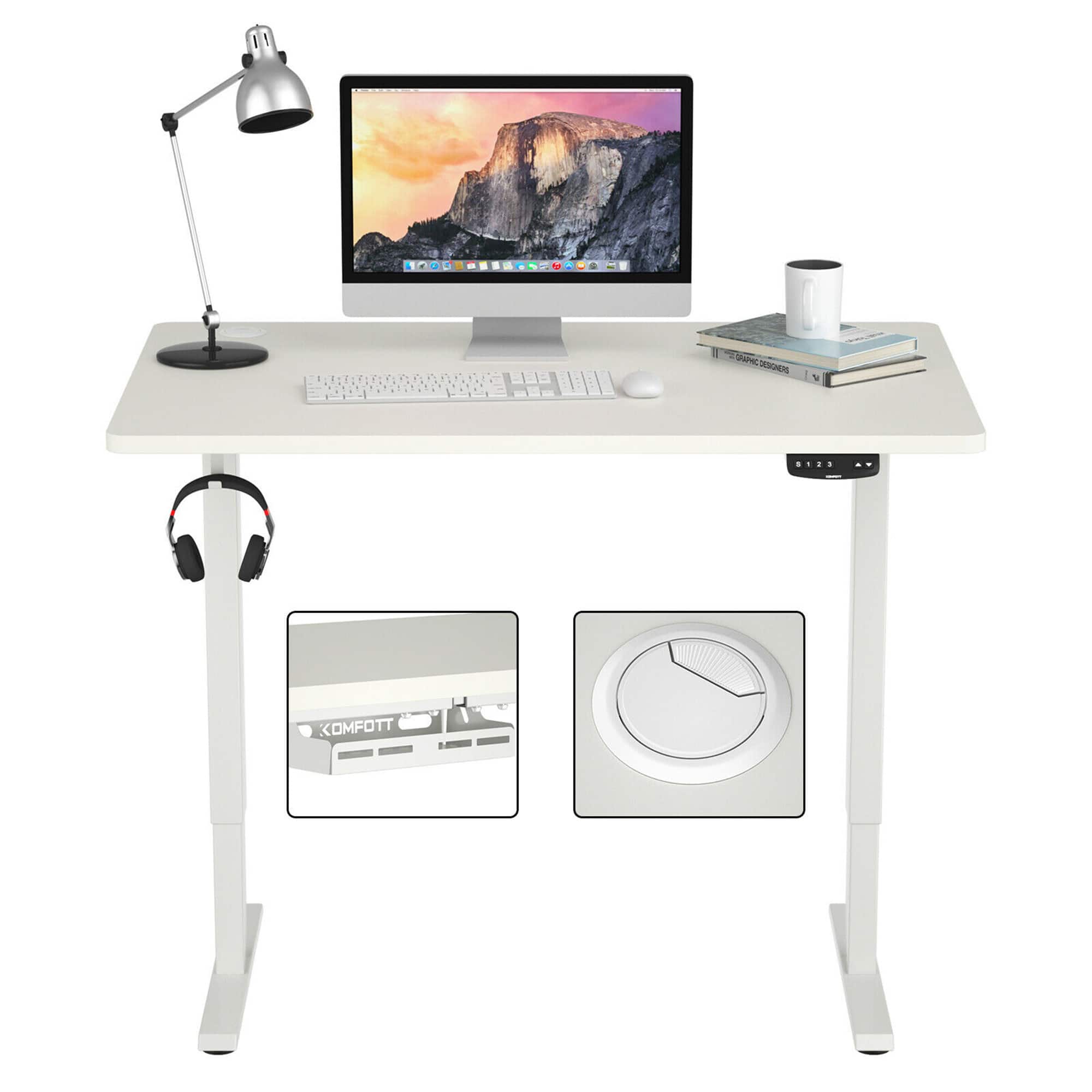 Gymax - Electric Standing Desk Sit to Stand Height Adjustable Dual Motor - White