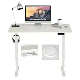 Gymax - Electric Standing Desk Sit to Stand Height Adjustable Dual Motor - White