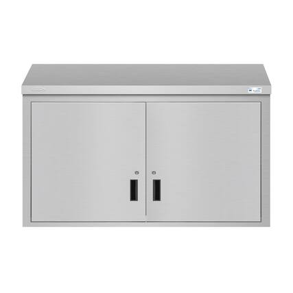 Front. Koolmore - 48 in. Kitchen Wall Cabinet with Hinged Doors and 2 shelves in Stainless-Steel (KM-WMC-1548-S) - Stainless-Steel.