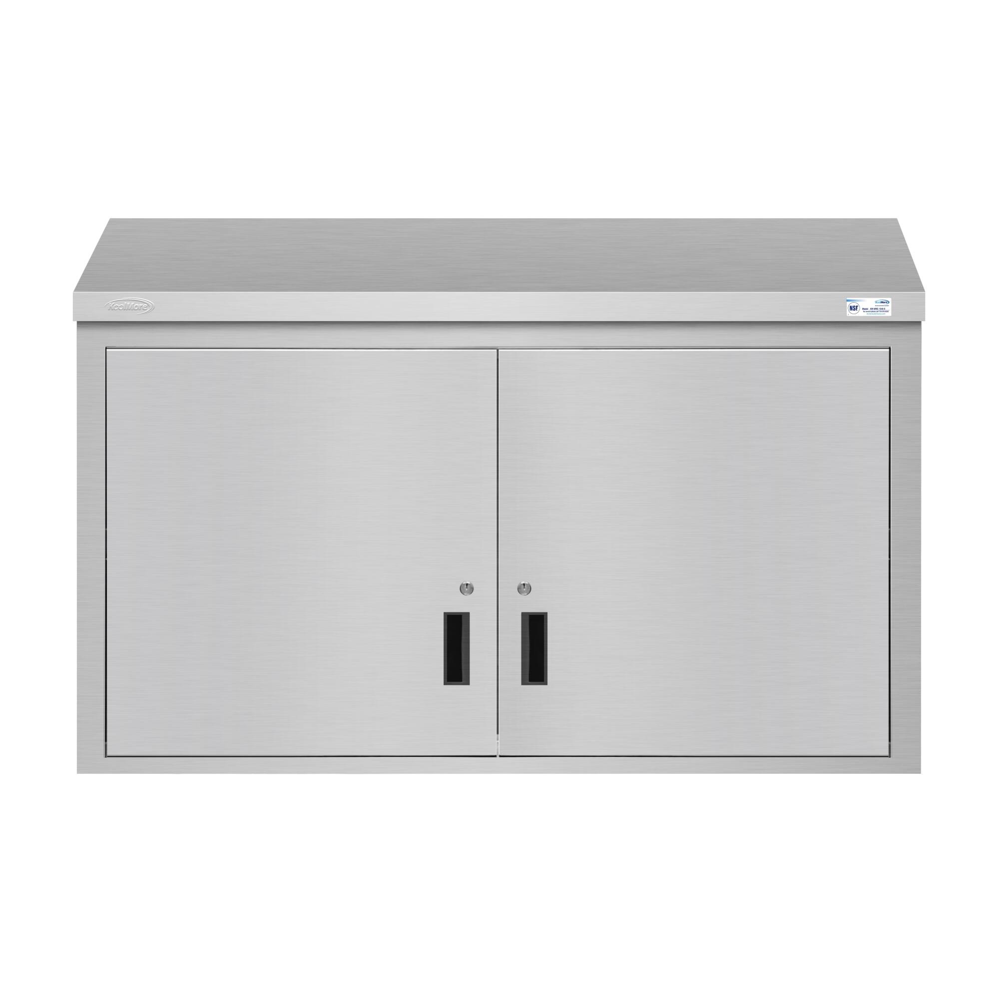Front. Koolmore - 48 in. Kitchen Wall Cabinet with Hinged Doors and 2 shelves in Stainless-Steel (KM-WMC-1548-S) - Stainless-Steel.