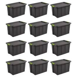 Sterilite - Tuff1 Latching 30 Gallon Storage Tote Container with Lid (12 Pack) - Flat Gray