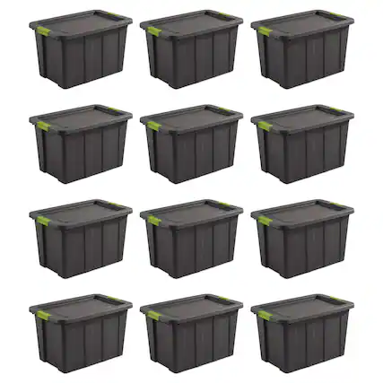 Front. Sterilite - Sterilite Tuff1 Latching 30 Gallon Storage Tote Container with Lid (12 Pack) - Flat Gray.