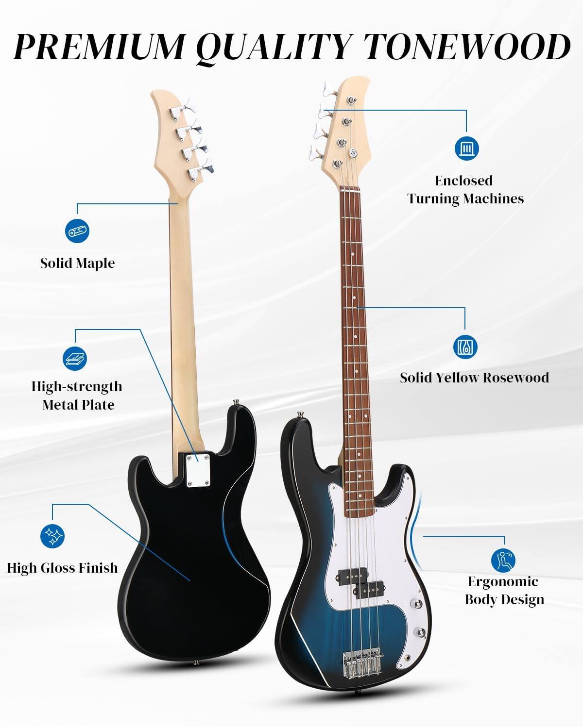 PREMIUM QUALITY TONEWOOD

- Enclosed Turning Machines
- Solid Maple
- High-strength Metal Plate
- Solid Yellow Rosewood
- High Gloss Finish
- Ergonomic Body Design