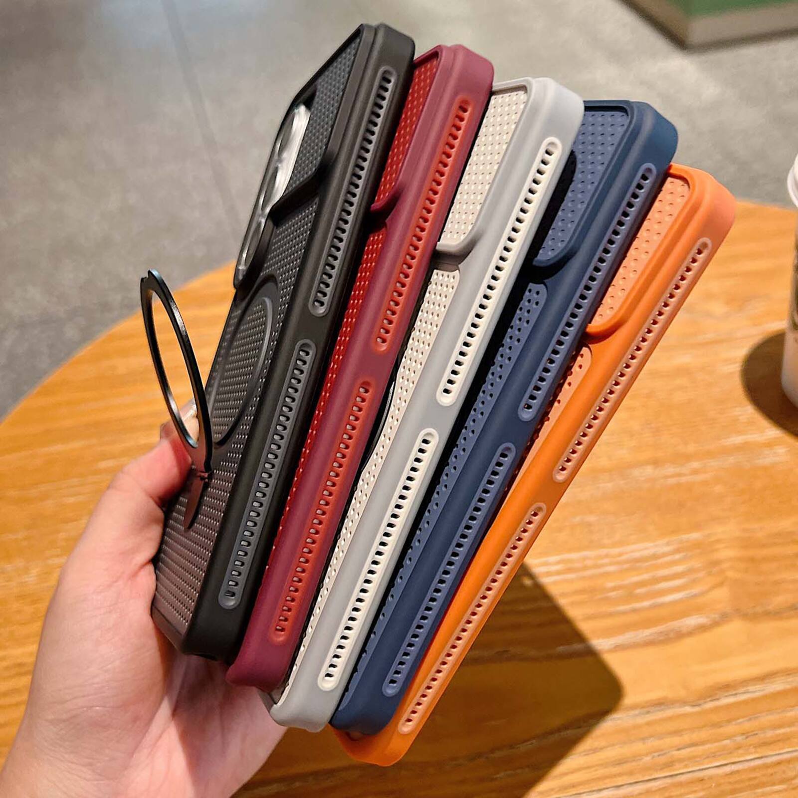Alt View 4. Dteck - Heat Dissipation Case for Samsung Galaxy S26 Ultra,Slim Matte Hidden Foldable Kickstand Cover,Shockproof Hard Shell - Orange.