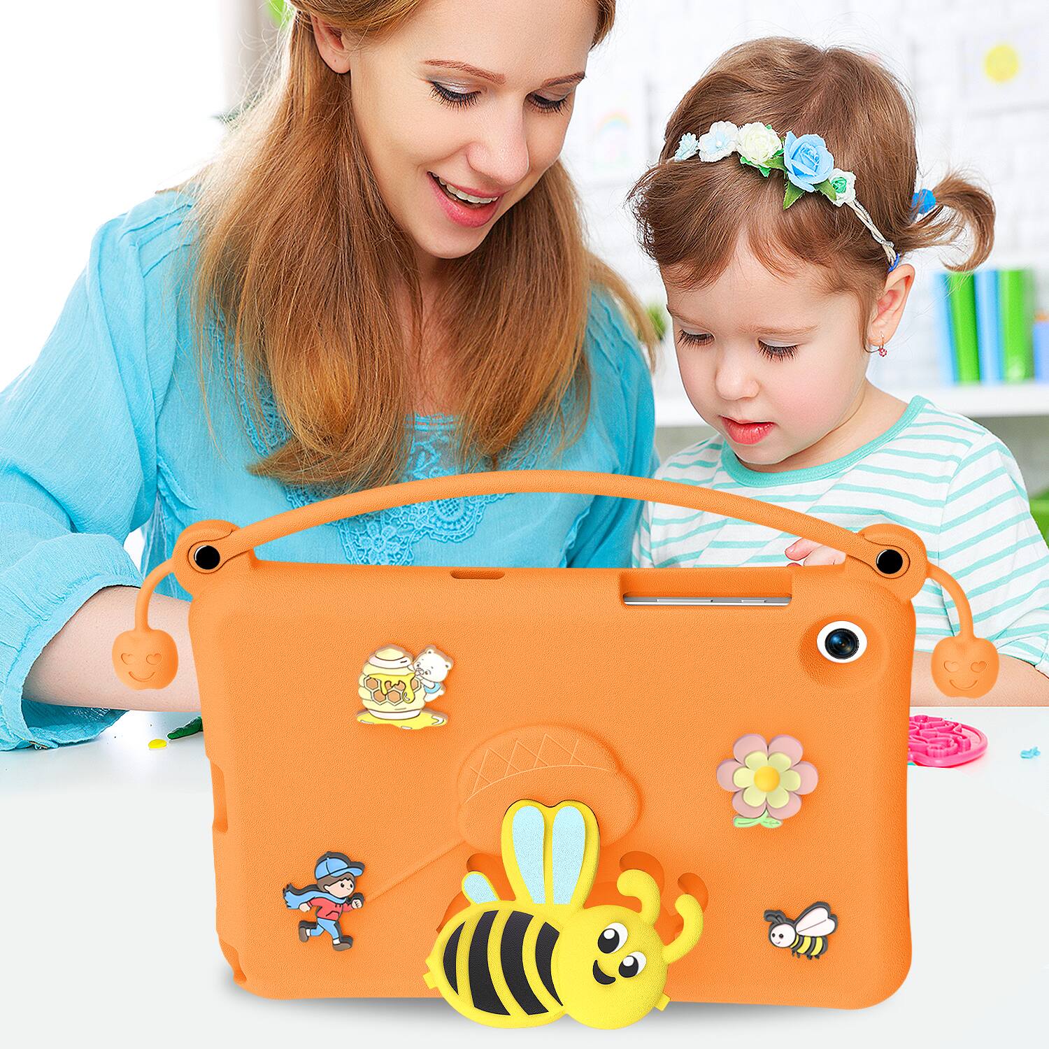 Alt View 4. Dteck - for Samsung Galaxy Tab A11+ 2025 (X230) & Galaxy Tab A9+ 2023 (X210) 11" Kids EVA Tablet Case,Shockproof Cover + Handle - Orange.