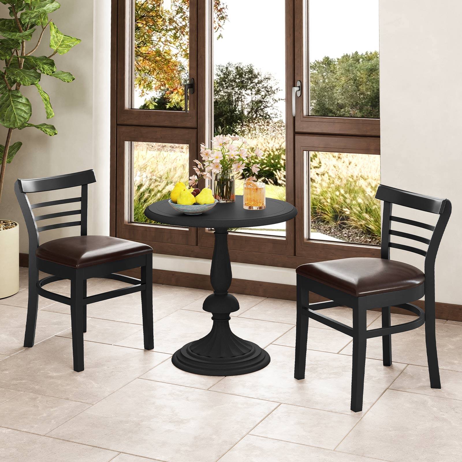 Alt View 3. Gymax - Gymax Modern Dining Chair Set of 4 Upholstered Kitchen Chair w/Rubber Wood Legs Black - Black.