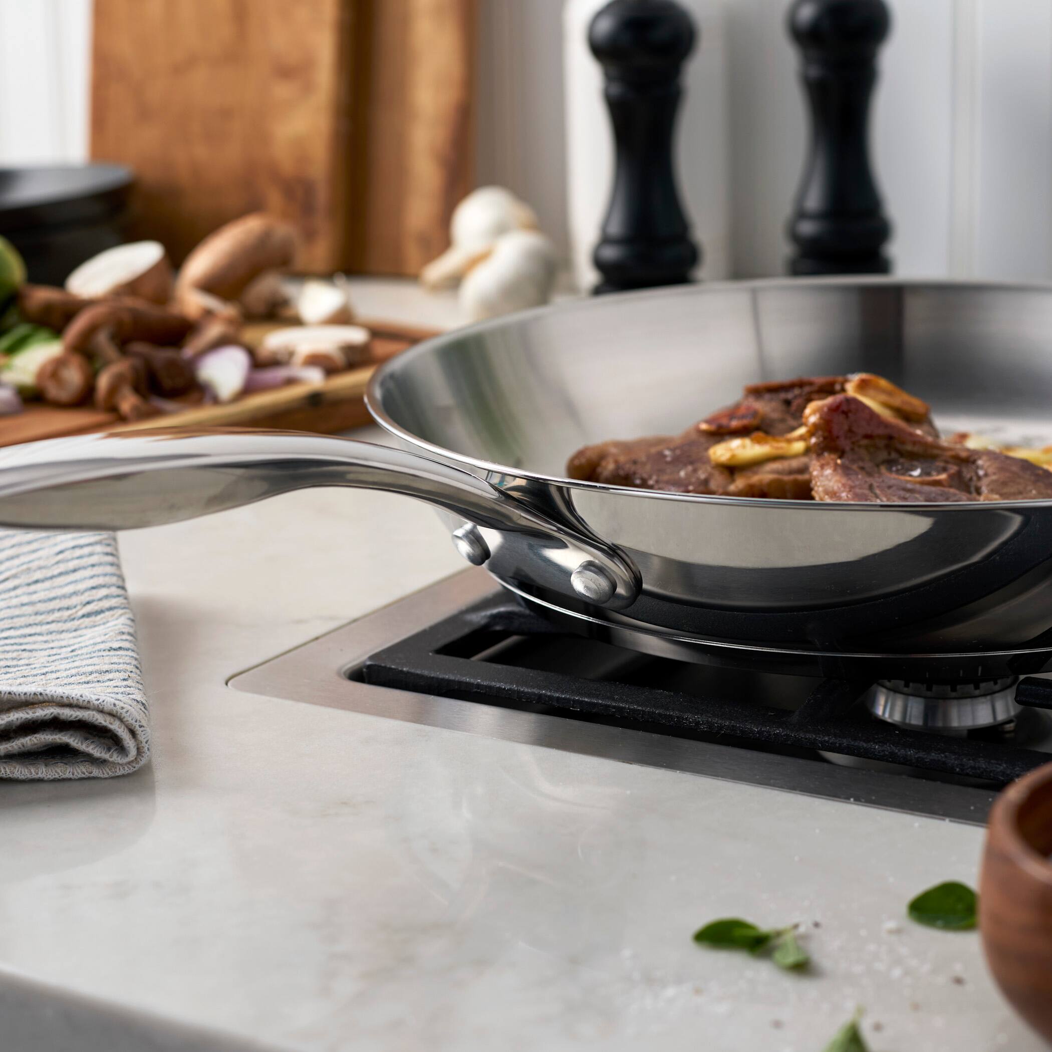 Alt View 3. Henckels - Henckels Aragon 12-inch Stainless Steel Fry Pan - Stainless Steel.