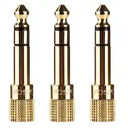 FosPower - 3 Pack 6.35mm (1/4 inch) Male to 3.5mm (1/8 inch) Female 3-Conductor TRS AUX Stereo Audio Headphone Jack Adapter - Gold