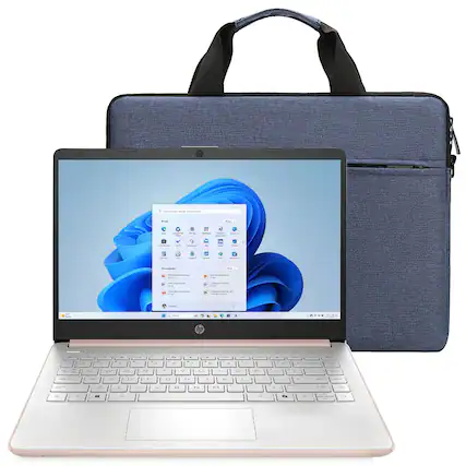 Front. HP - HP 14" Laptop Intel Celeron N4500 - 4GB Memory, 64GB eMMC (Pale Rose Gold) + Bag - Pale Rose Gold.