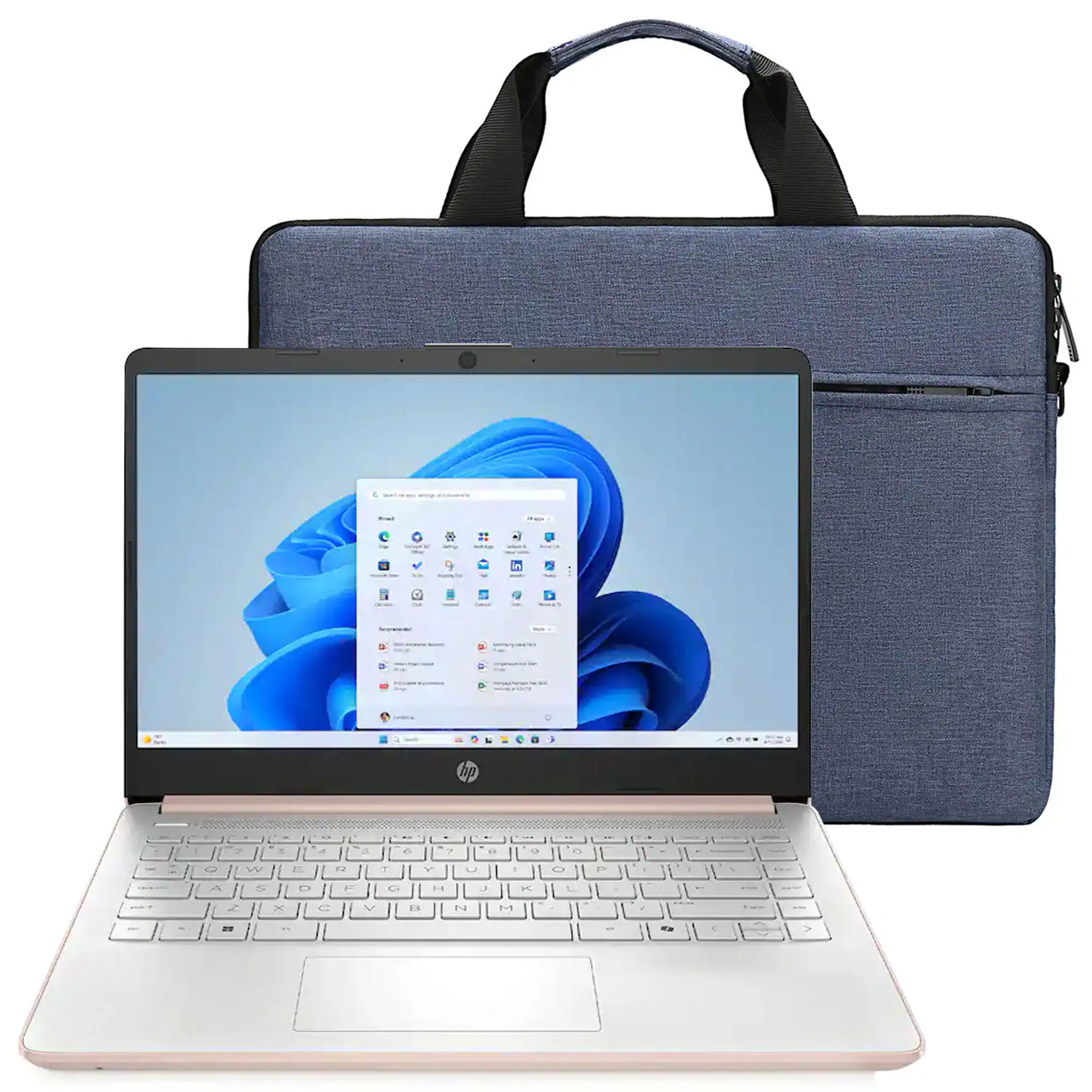 Front. HP - HP 14" Laptop Intel Celeron N4500 - 4GB Memory, 64GB eMMC (Pale Rose Gold) + Bag - Pale Rose Gold.