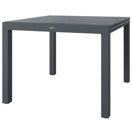 Outsunny - Table for 6-8 People, Aluminum Frame Rectangle Garden Table with Wood Effect Steel Top, for Backyard - Dark Gray